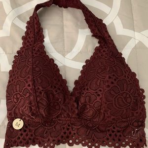 Aero burgundy halter bralette